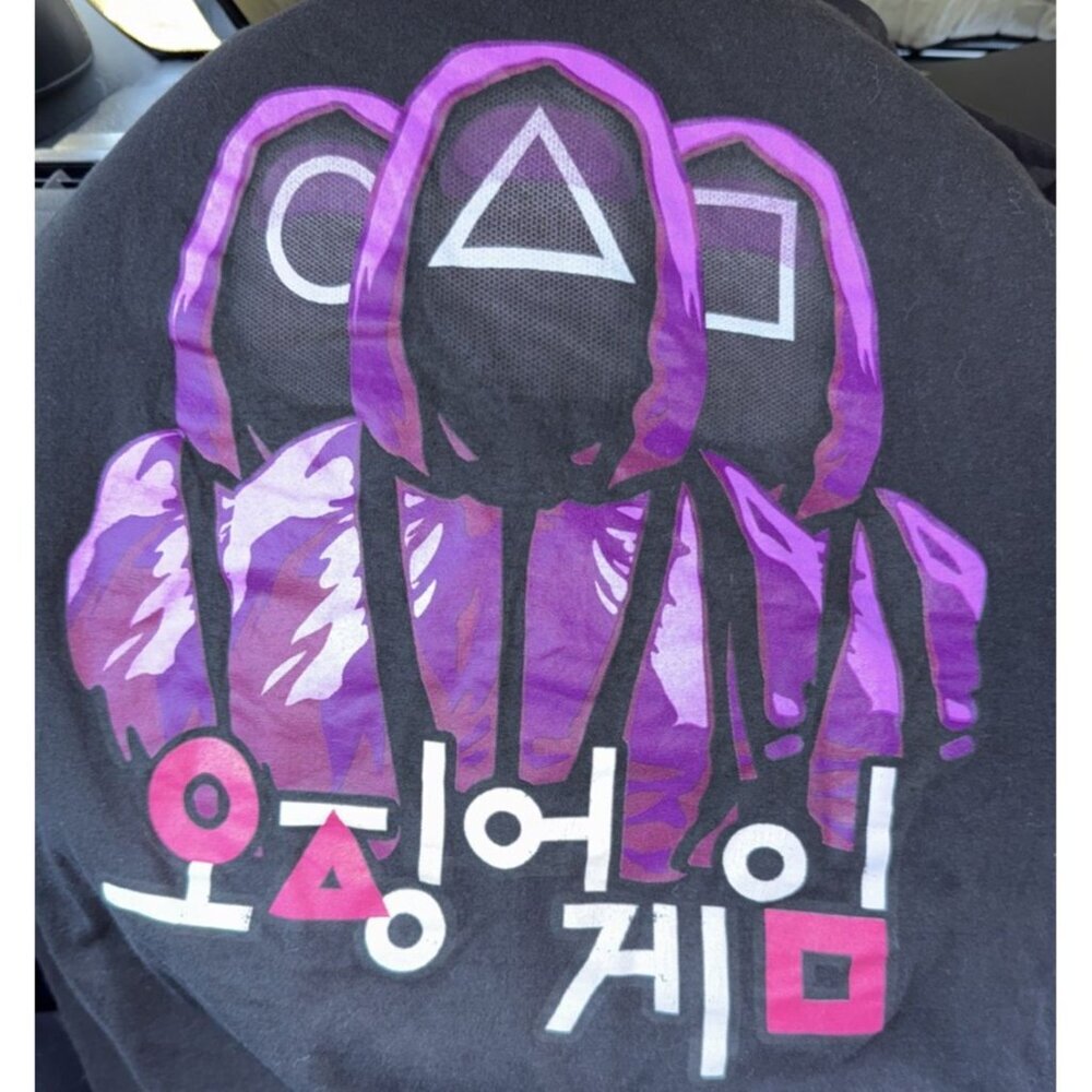 Netflix Squid Game Guards Logo Men's Large Black Purple Graphic T-Shirt - Picture 4 of 10